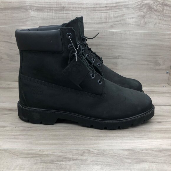 Timberland Boots Mens 12 Matte Black Nubuck Leather Waterproof Chukka Combat - Picture 1 of 11